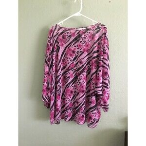 Carolyn Strauss Collection Plus Women's 3X  Floral Print Multi Color Blouse